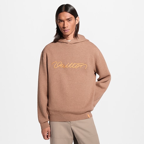 Felpa con cappuccio in cachemire con firme in vacchetta naturale Uomo Abbigliamento Maglieria e Felpe | LOUIS VUITTON (Zoom prodotto)