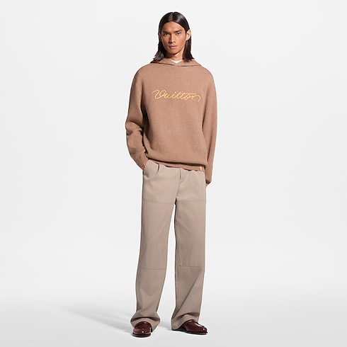 Felpa con cappuccio in cachemire con firme in vacchetta naturale Uomo Abbigliamento Maglieria e Felpe | LOUIS VUITTON (Zoom prodotto)