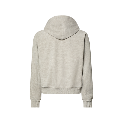 Felpa con cappuccio in pelle trompe-l'œil con firma back view