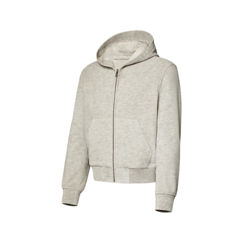 Felpa con cappuccio in pelle trompe-l'œil con firma side view