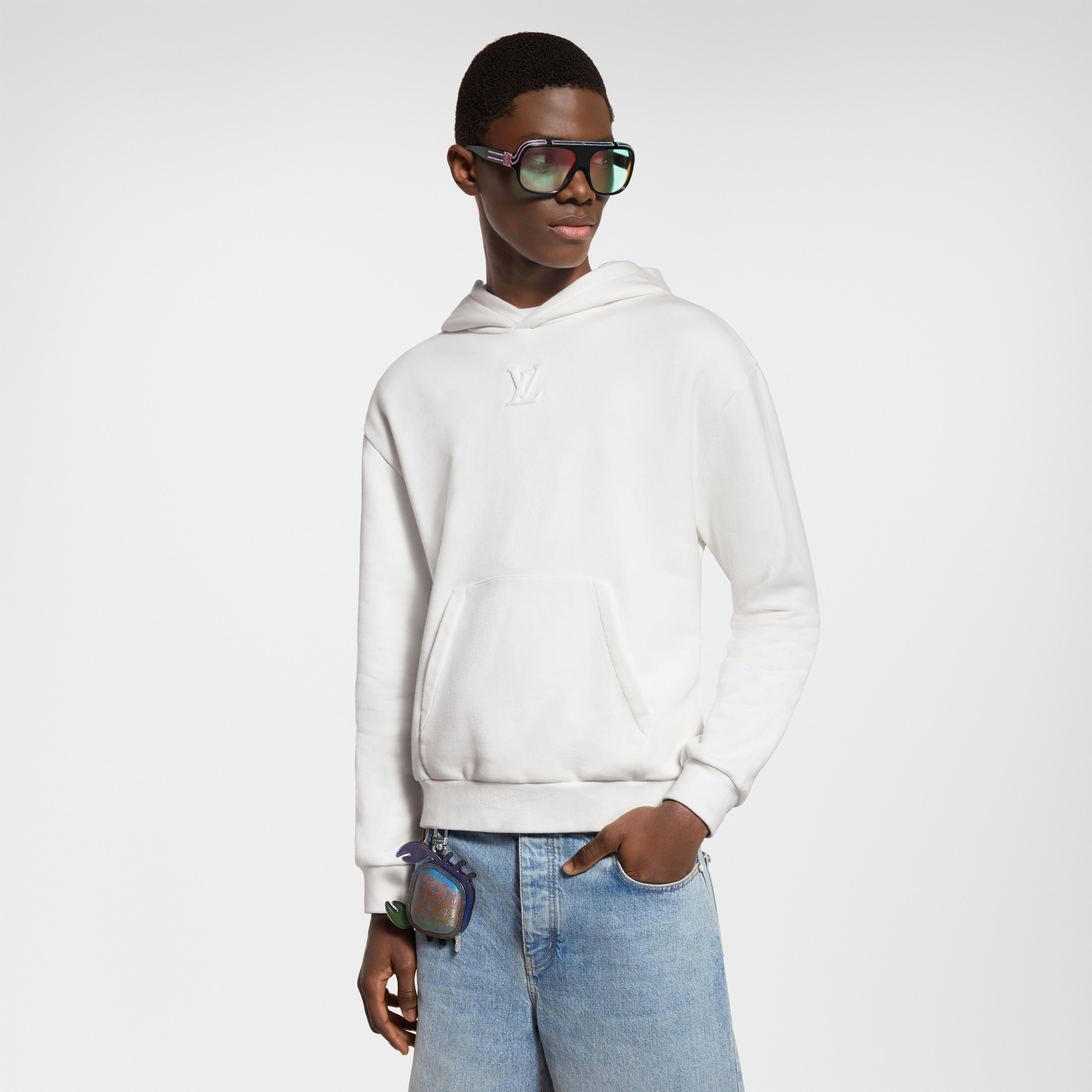 Felpa in cotone con iniziali LV impresse e cappuccio  Uomo Abbigliamento Maglieria e Felpe | LOUIS VUITTON (Zoom prodotto)