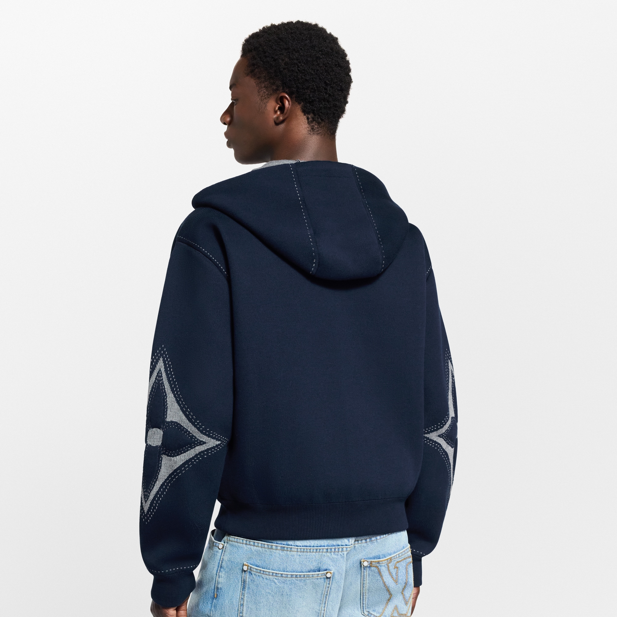 Felpa in cotone con zip, motivo grafico con lavorazione a intarsio e cappuccio  Uomo Abbigliamento Tutti i Capi di Abbigliamento | LOUIS VUITTON (Zoom prodotto)