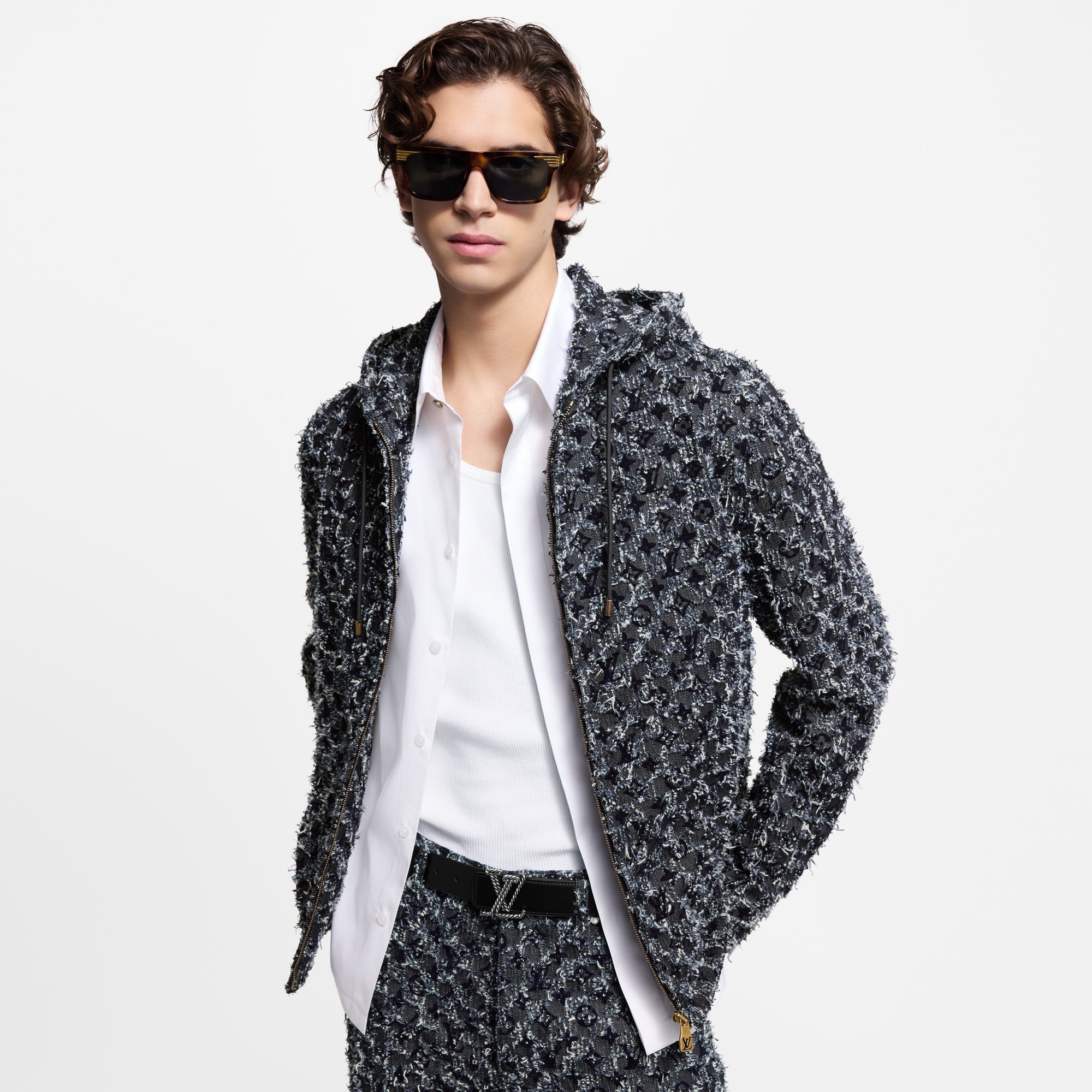 Felpa in denim con motivo Monogram floccato  Uomo Abbigliamento Tutti i Capi di Abbigliamento | LOUIS VUITTON (Zoom prodotto)