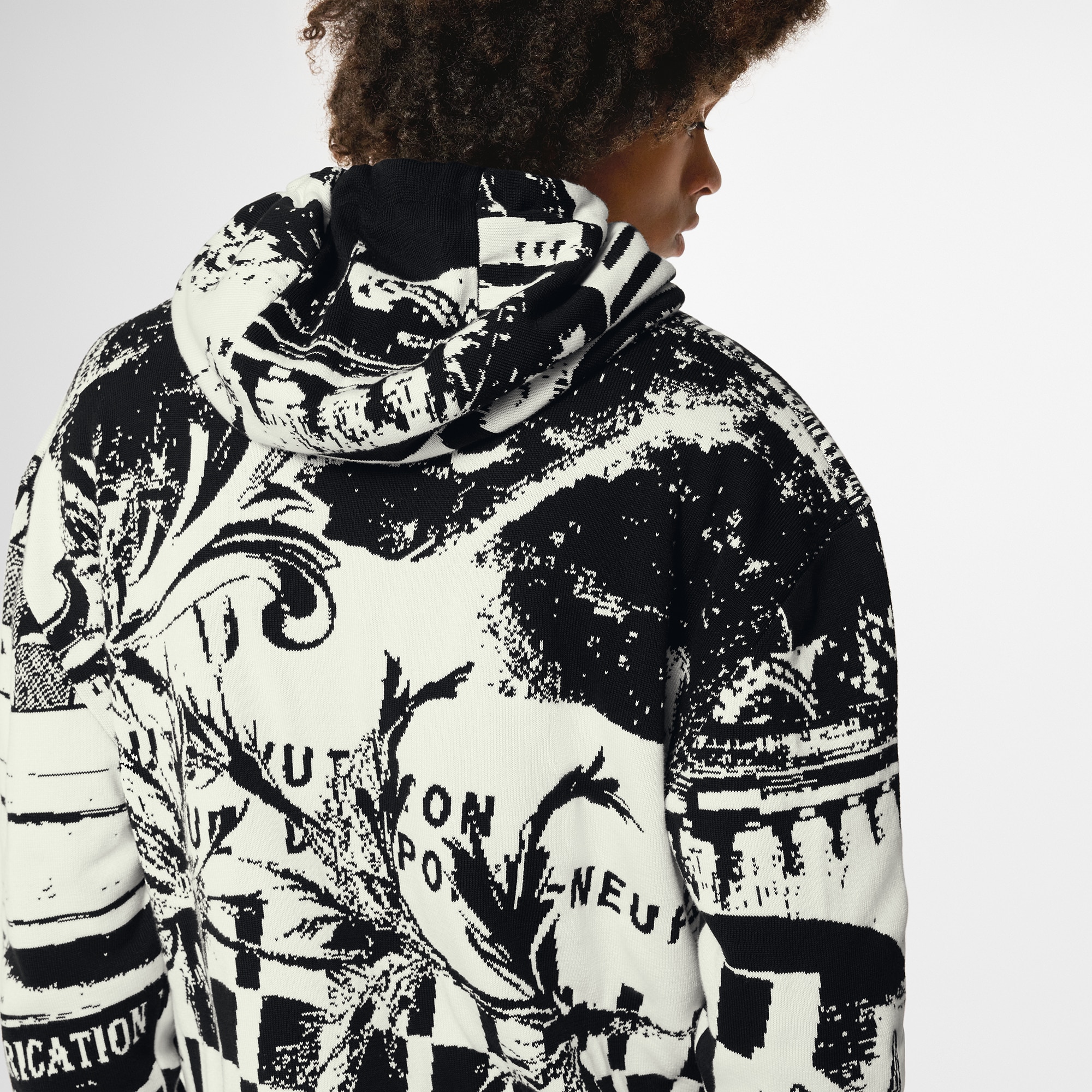 Felpa in jacquard con cappuccio e motivo Parisian Collage  Uomo Abbigliamento Maglieria e Felpe | LOUIS VUITTON (Zoom prodotto)