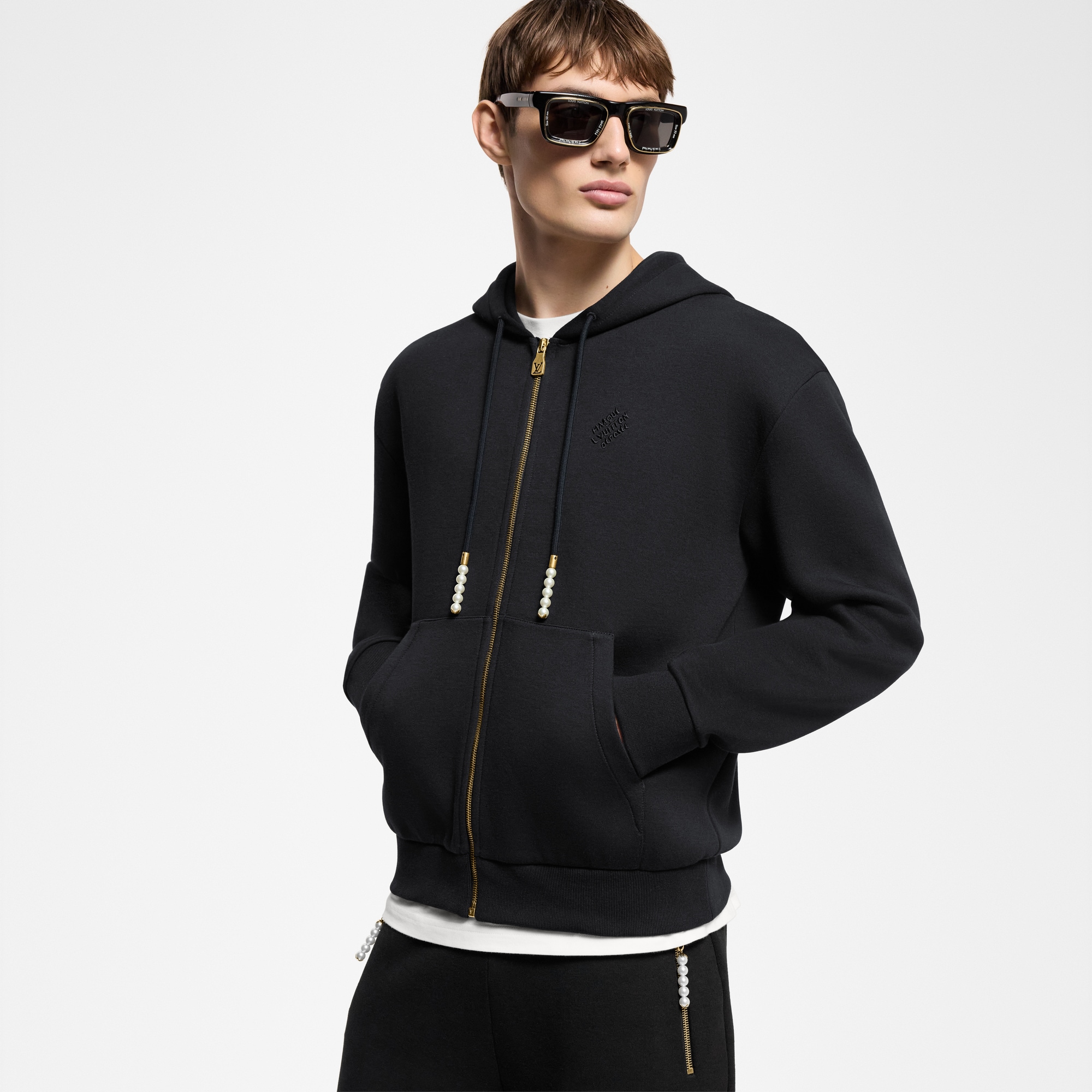 Felpa in jersey ricamata con cappuccio e zip  Uomo Abbigliamento Tutti i Capi di Abbigliamento | LOUIS VUITTON (Zoom prodotto)
