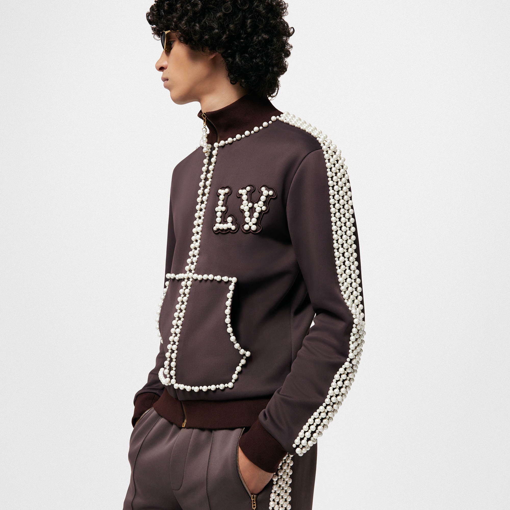 Felpa sportiva in cotone tecnico decorata da perline  Uomo Abbigliamento Maglieria e Felpe | LOUIS VUITTON (Zoom prodotto)