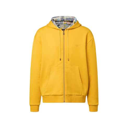Felpa stampata con cappuccio e zip front view
