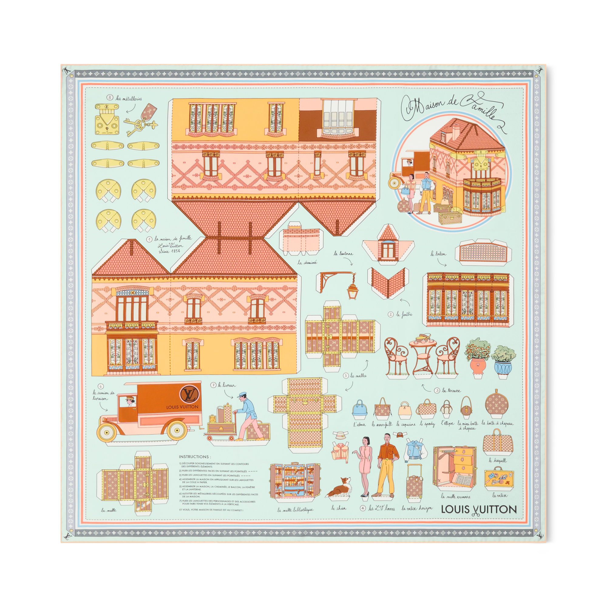 Foulard Asnieres Paper House 90 S00 Donna Accessori Foulard in seta e Bandeaux | LOUIS VUITTON (Zoom prodotto)