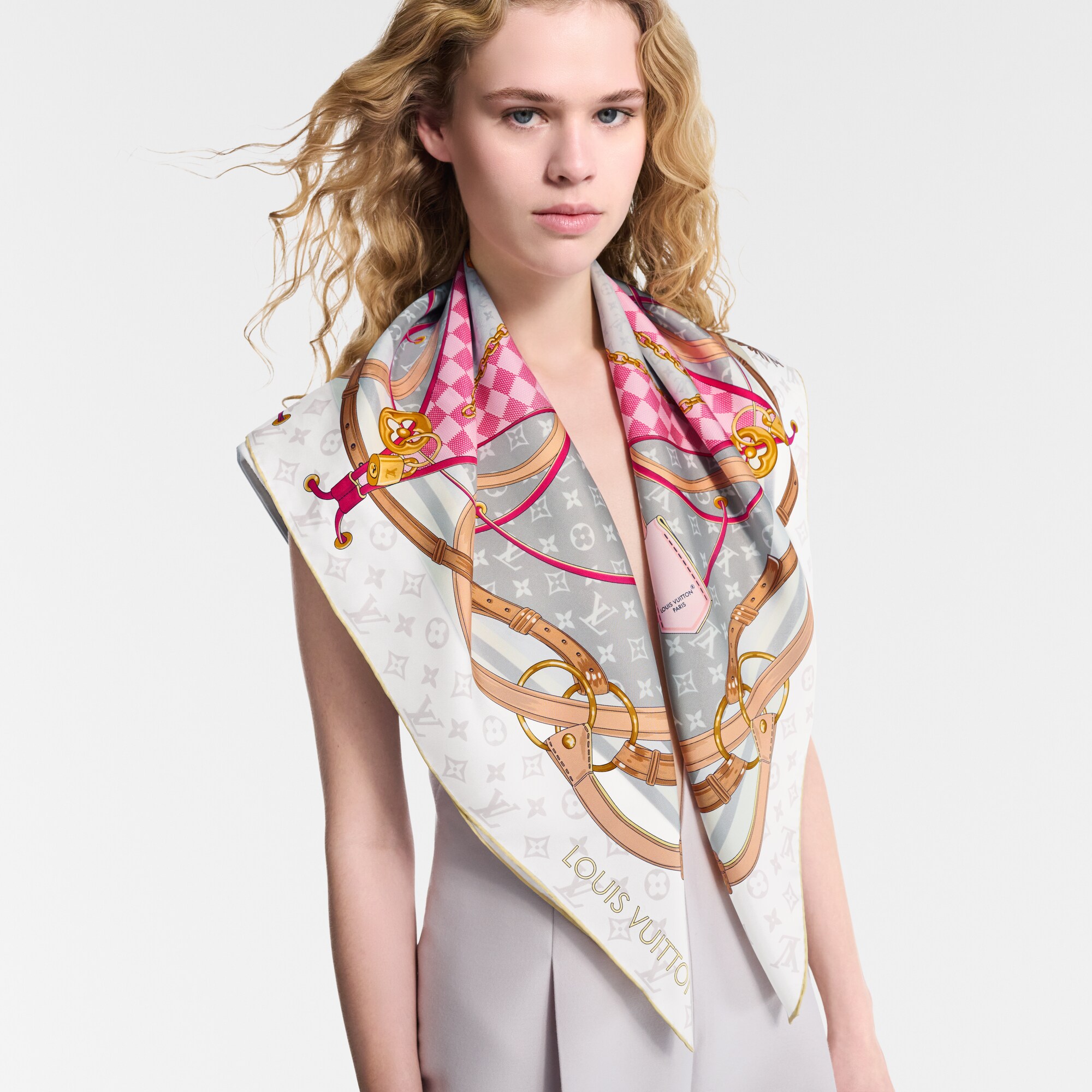 Foulard Flower And Straps 90 S00 Donna Accessori Foulard in seta e Bandeaux | LOUIS VUITTON (Zoom prodotto)