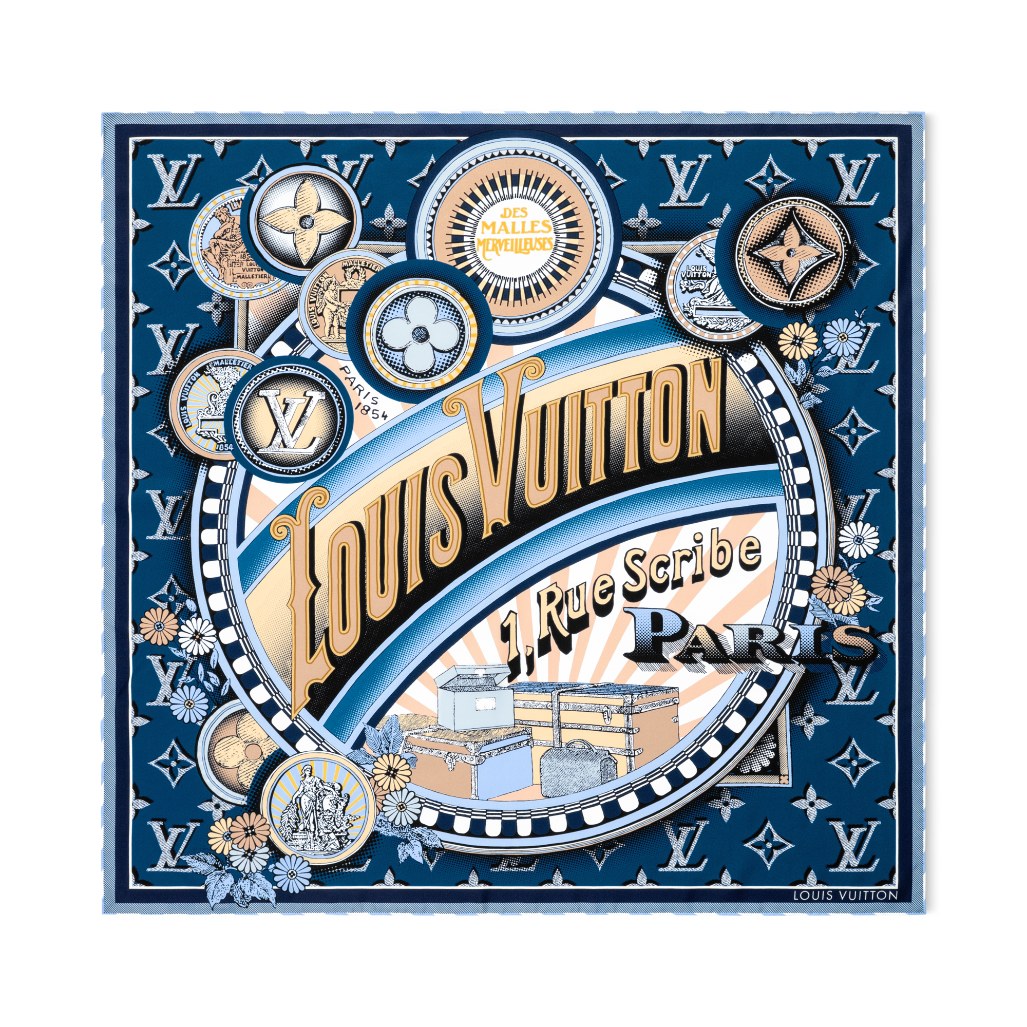 Foulard Malles Merveilleuses Remix 90 S00 Donna Accessori Foulard in seta e Bandeaux | LOUIS VUITTON (Zoom prodotto)