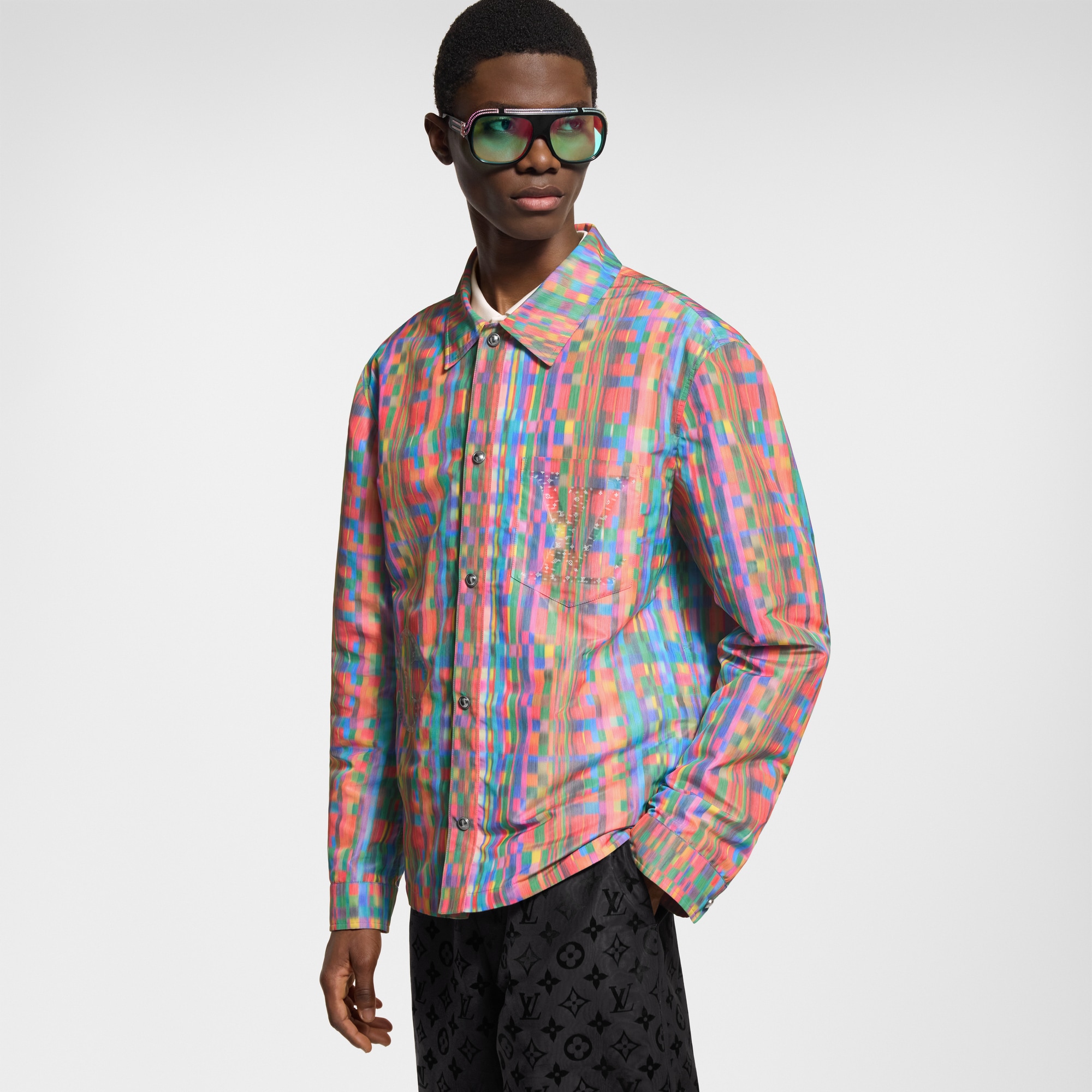 Giacca a camicia con motivo trompe-l