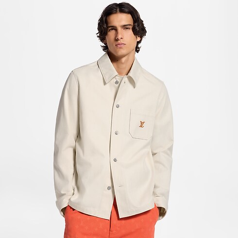 Giacca a camicia in cotone e seta con firma cropped view