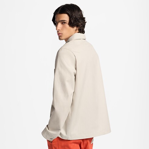Giacca a camicia in cotone e seta con firma cropped worn view