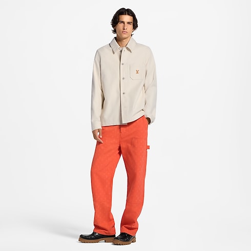 Giacca a camicia in cotone e seta con firma worn view