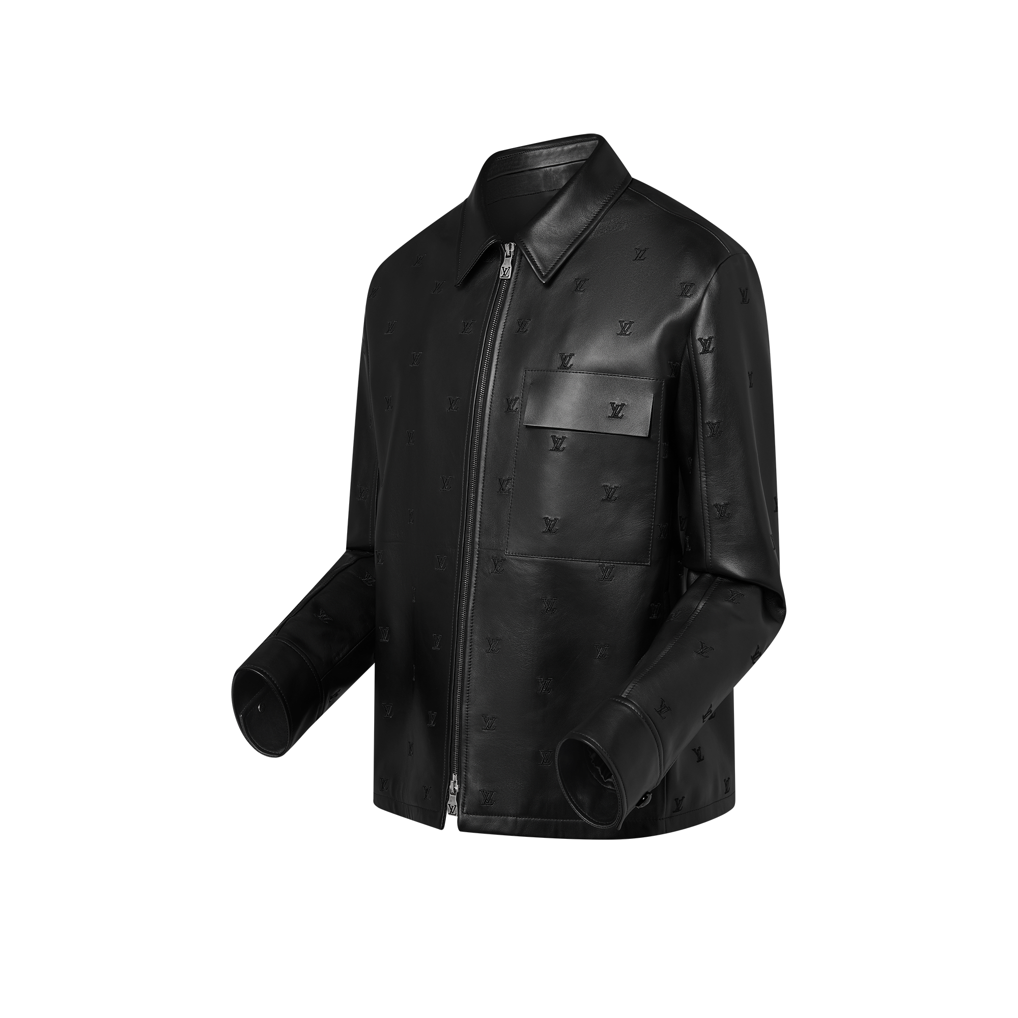 Giacca a camicia in pelle con firme LV Blason ricamate  Uomo Abbigliamento Capispalla e Cappotti | LOUIS VUITTON (Zoom prodotto)
