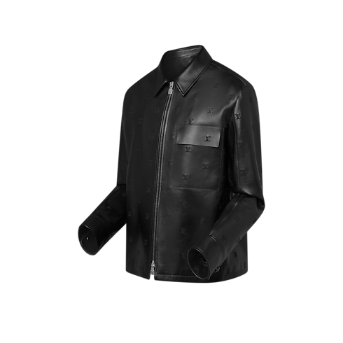 Giacca a camicia in pelle con firme LV Blason ricamate Uomo Abbigliamento Capispalla e Cappotti | LOUIS VUITTON (Zoom prodotto)