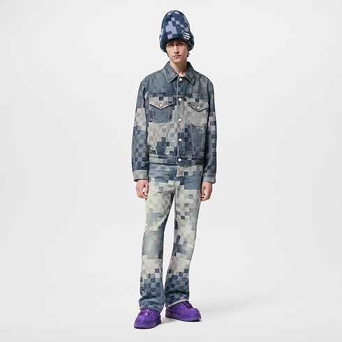 Giacca classica in denim con motivo Damier Uomo Abbigliamento Capispalla e Cappotti | LOUIS VUITTON (Zoom prodotto)