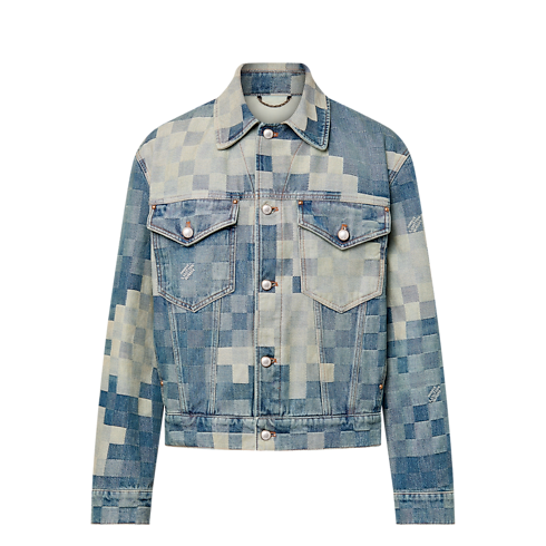 Giacca classica in denim con motivo Damier Uomo Abbigliamento Capispalla e Cappotti | LOUIS VUITTON (Zoom prodotto)