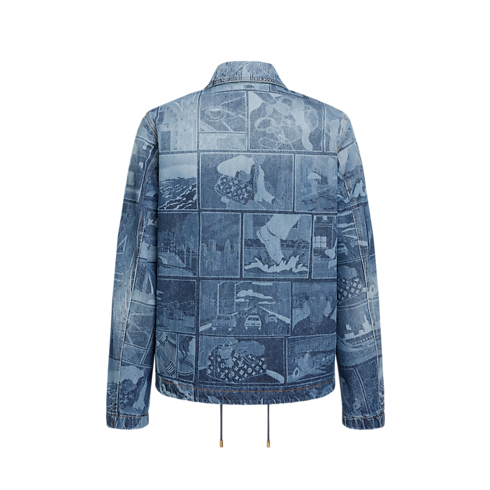 Giacca Coach in denim con stampa al laser back view