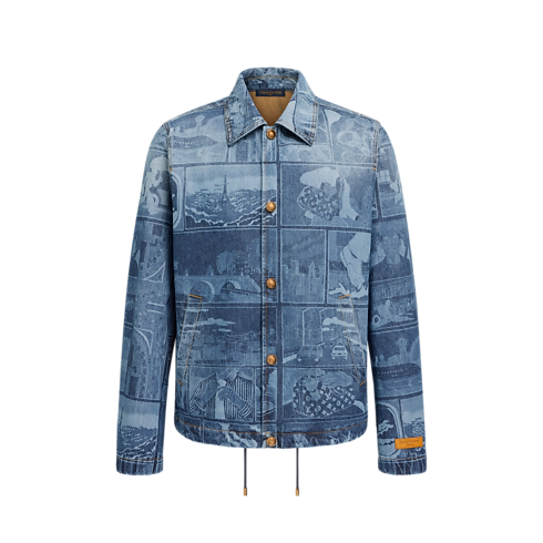 Giacca Coach in denim con stampa al laser front view