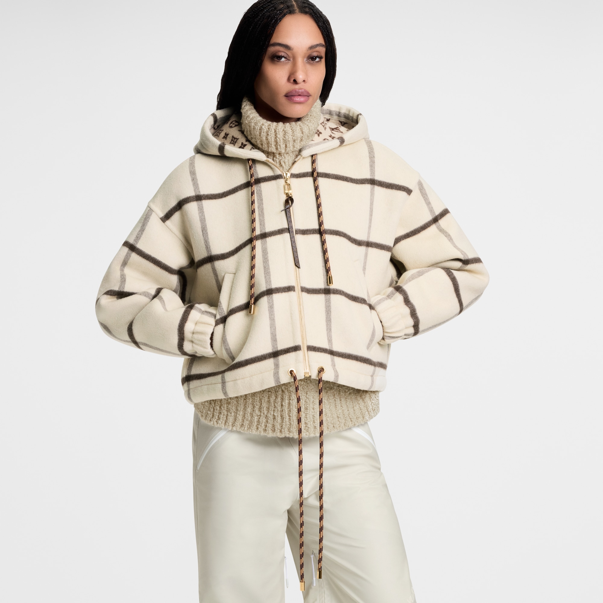 Giacca con motivo a quadri e cappuccio  Donna Abbigliamento Cappotti e Giacche | LOUIS VUITTON (Zoom prodotto)