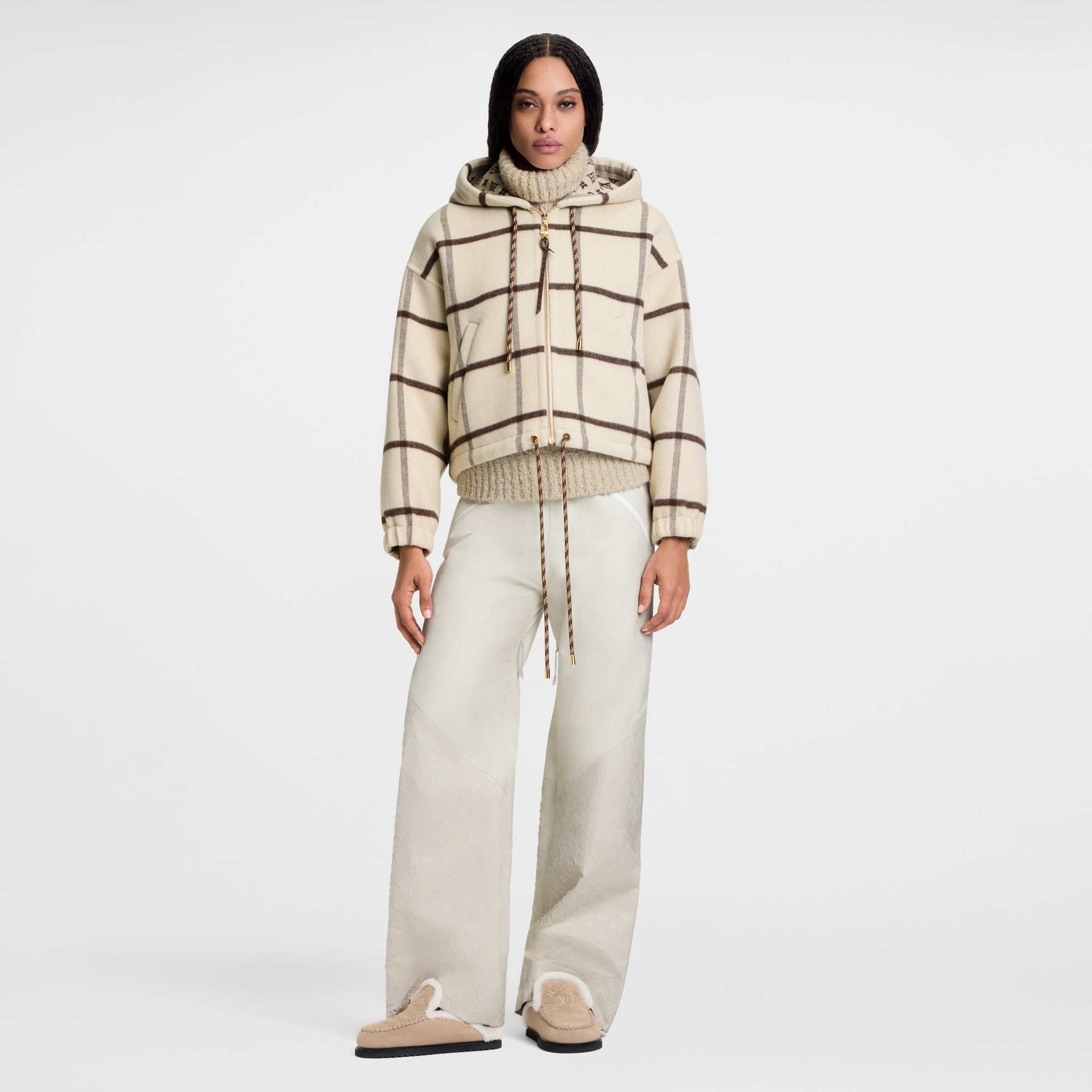 Giacca con motivo a quadri e cappuccio  Donna Abbigliamento Cappotti e Giacche | LOUIS VUITTON (Zoom prodotto)