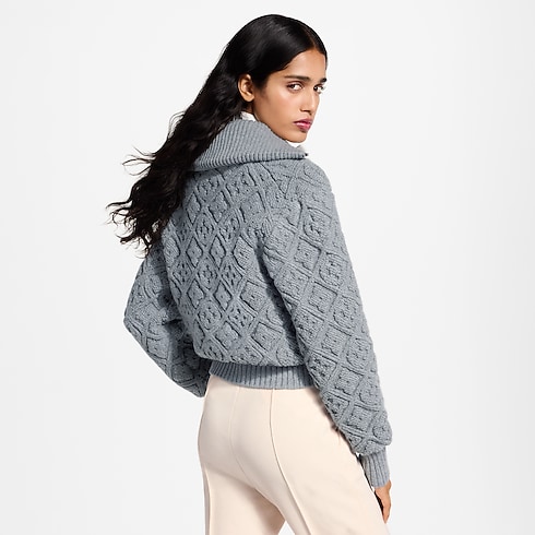 Giacca con motivo Monogram Toweling e zip cropped worn view