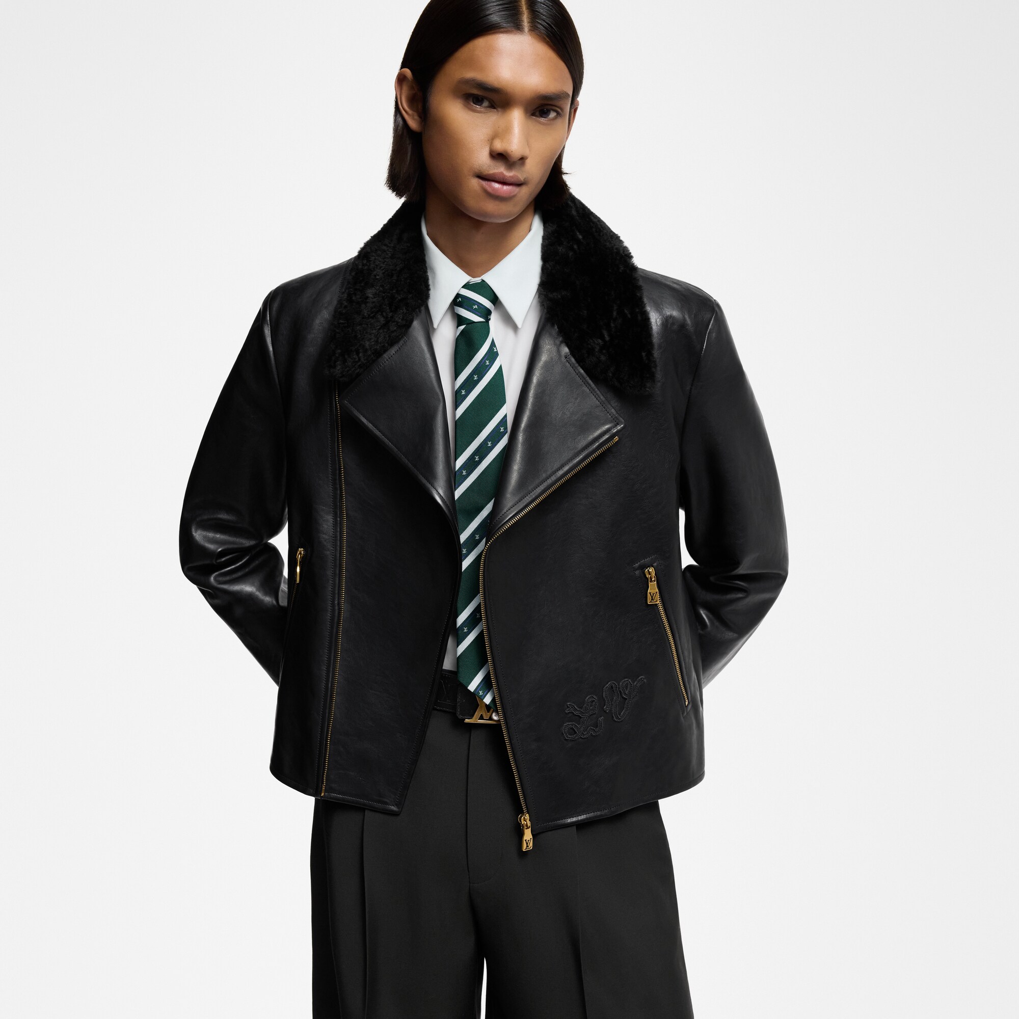 Giacca da biker da sera in pelle e shearling  Uomo Abbigliamento Capispalla e Cappotti | LOUIS VUITTON (Zoom prodotto)