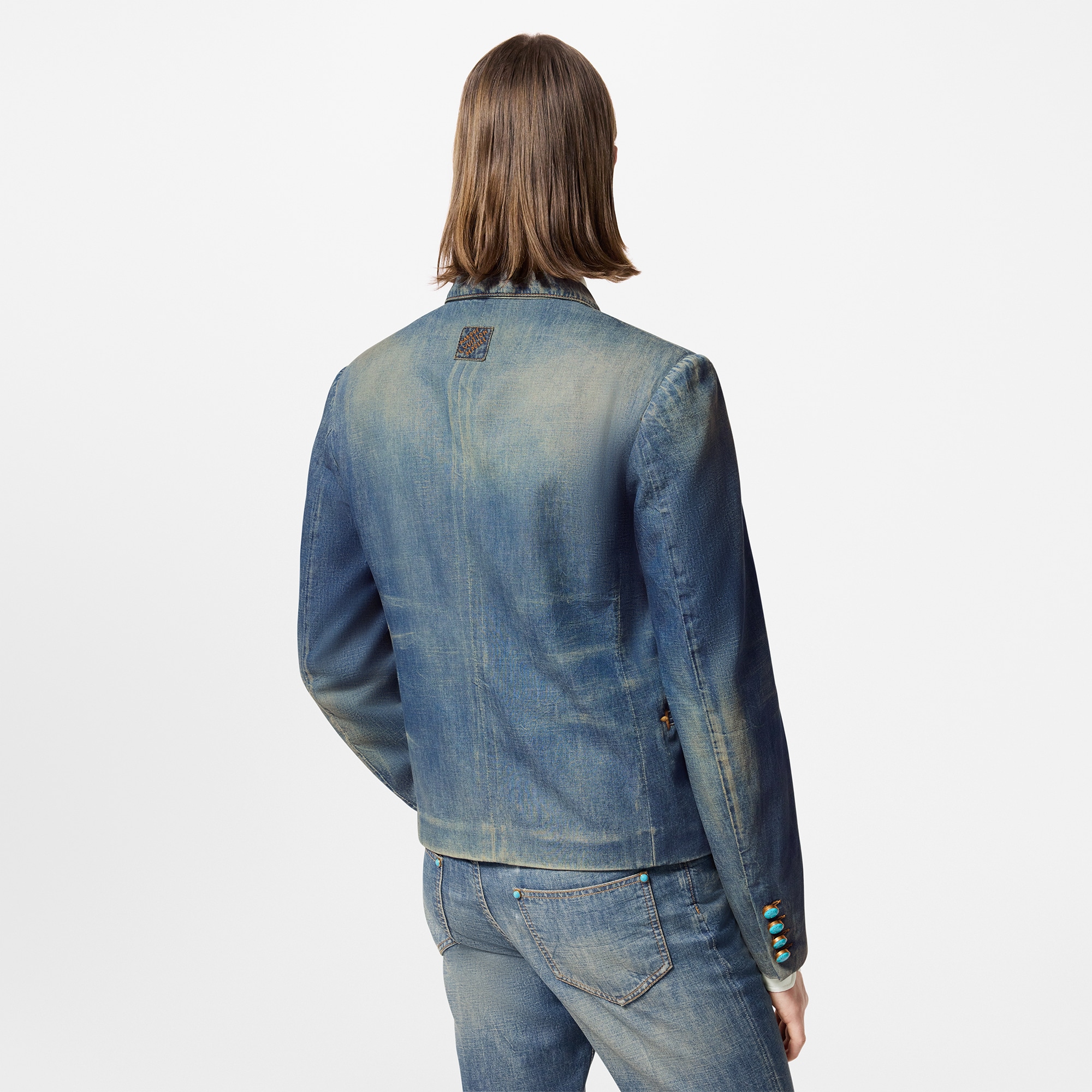 Giacca doppiopetto in chambray di cotone ricamato  Uomo Abbigliamento Blazer e Giacche | LOUIS VUITTON (Zoom prodotto)