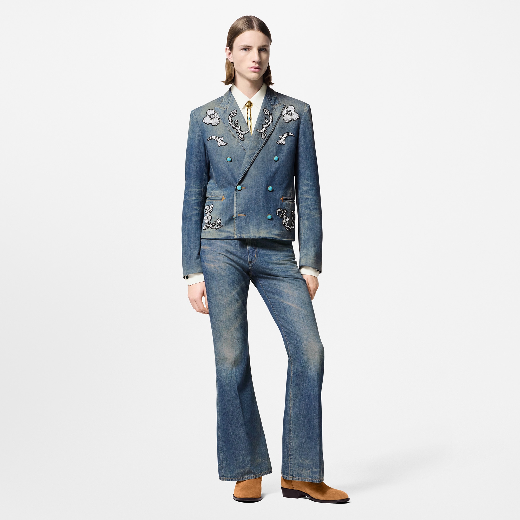Giacca doppiopetto in chambray di cotone ricamato  Uomo Abbigliamento Blazer e Giacche | LOUIS VUITTON (Zoom prodotto)