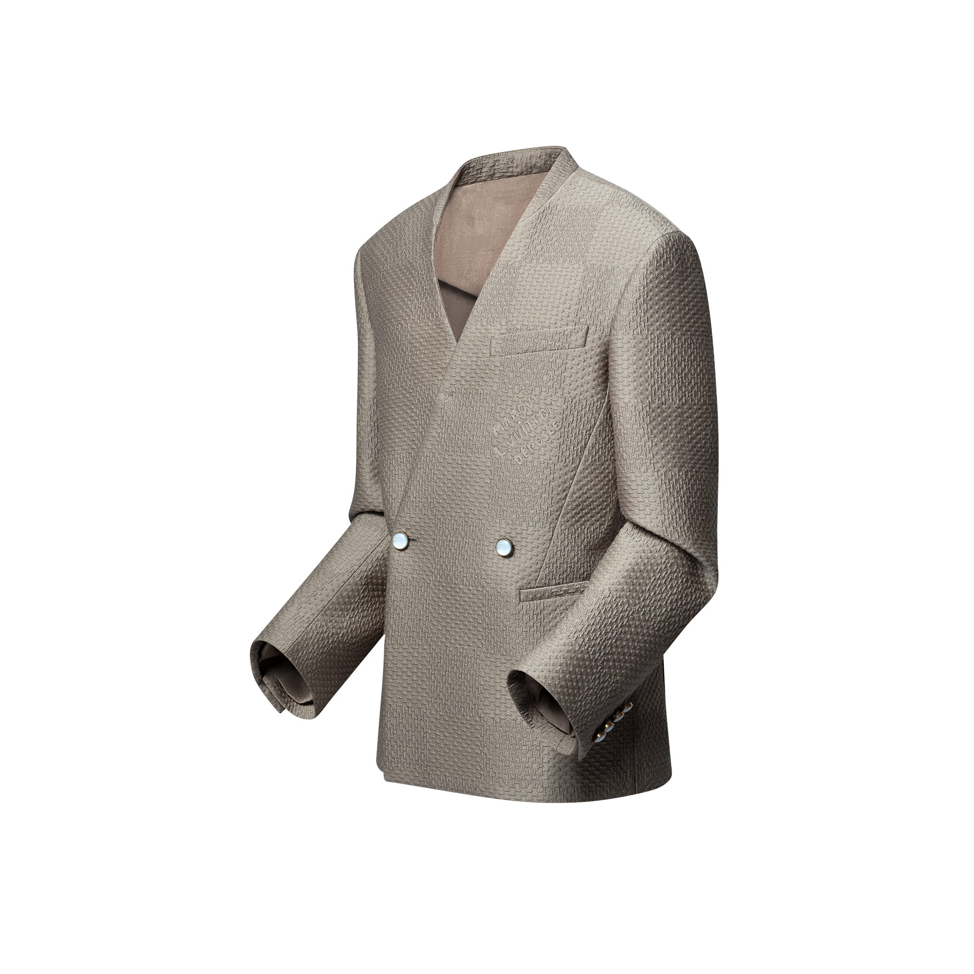 Giacca doppiopetto in misto lana e seta con motivo Damier in trama jacquard  Uomo Abbigliamento Blazer e Giacche | LOUIS VUITTON (Zoom prodotto)