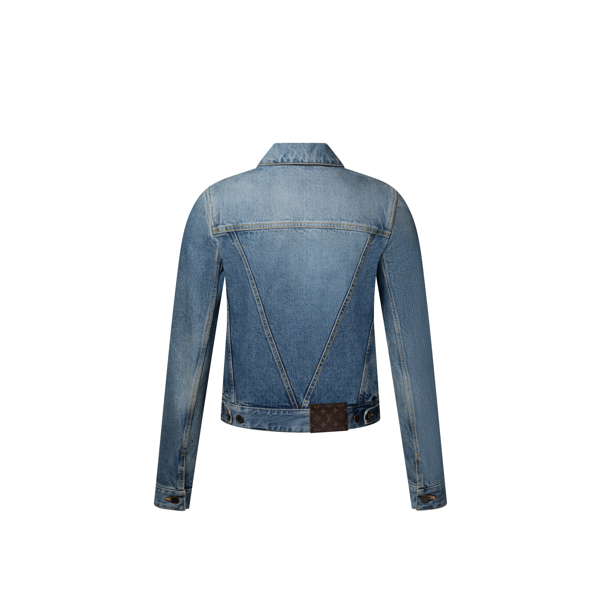 Giacca in denim con applicazione di iniziali LV  Donna Abbigliamento Cappotti e Giacche | LOUIS VUITTON (Zoom prodotto)