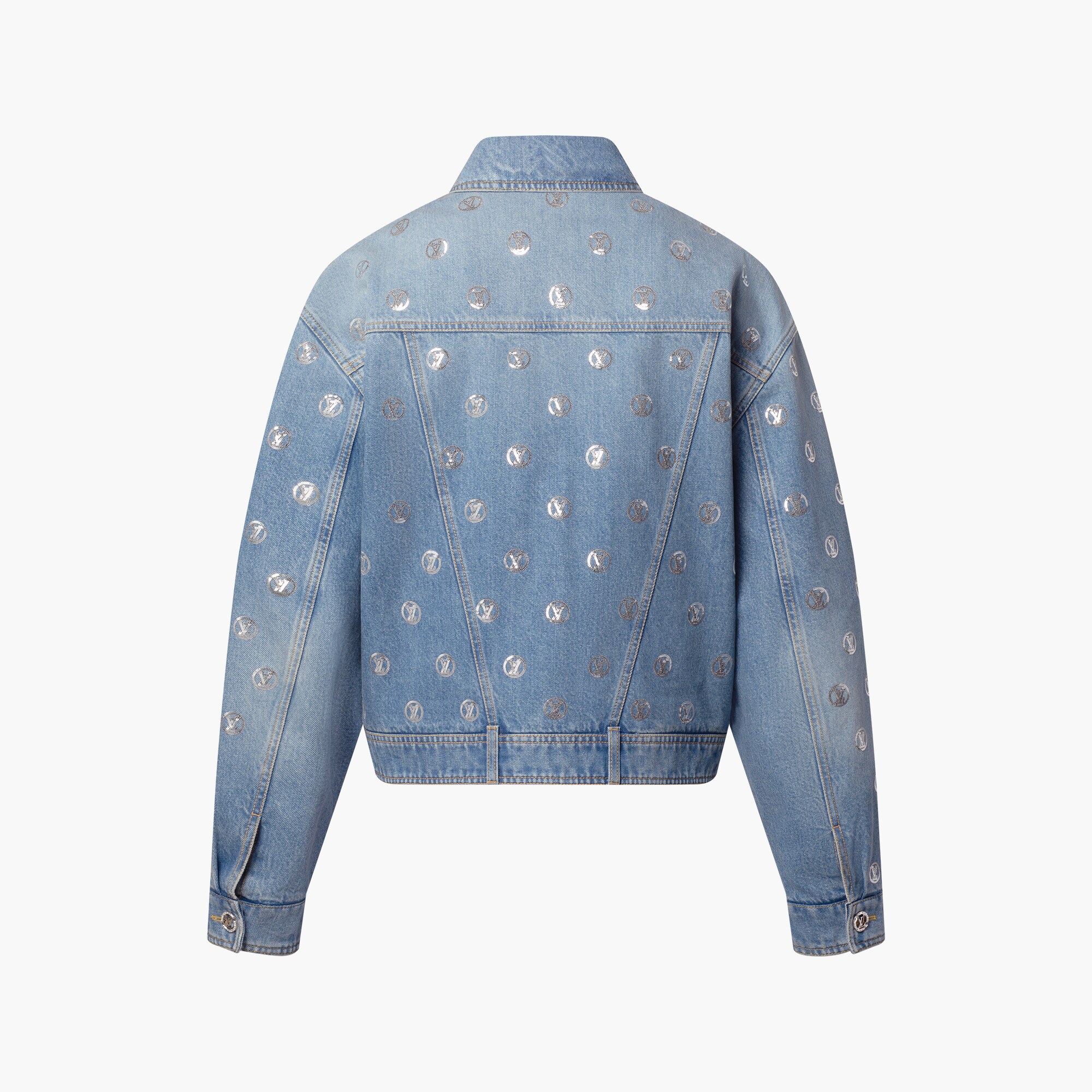 Giacca in denim con firma in paillettes