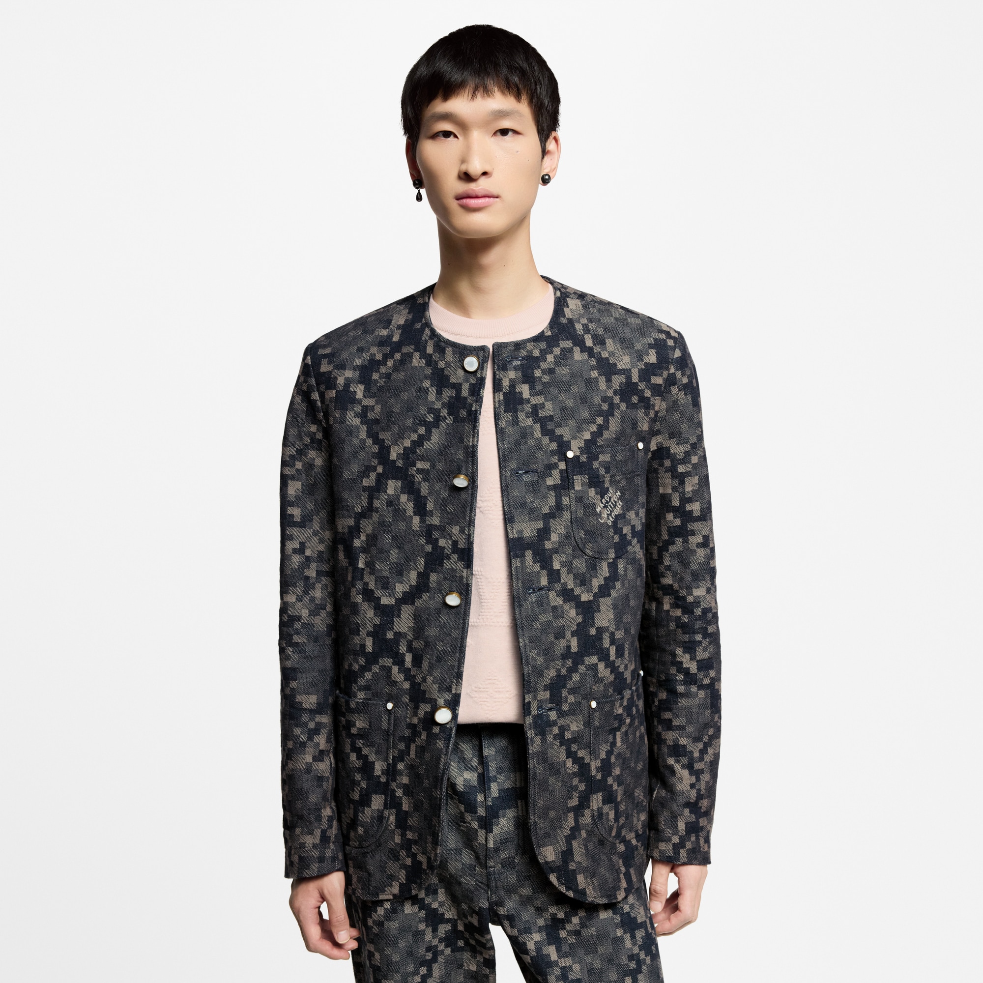 Giacca in denim senza colletto con motivo grafico  Uomo Abbigliamento Tutti i Capi di Abbigliamento | LOUIS VUITTON (Zoom prodotto)