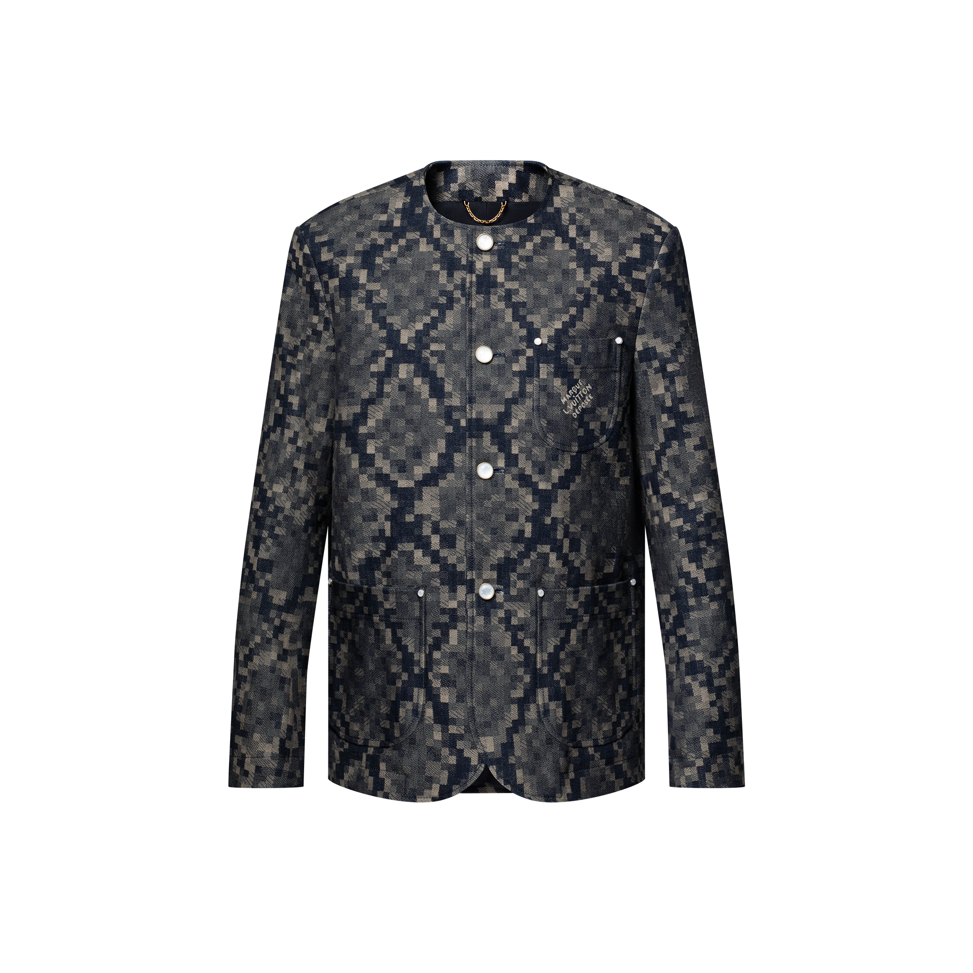 Giacca in denim senza colletto con motivo grafico  Uomo Abbigliamento Tutti i Capi di Abbigliamento | LOUIS VUITTON (Zoom prodotto)