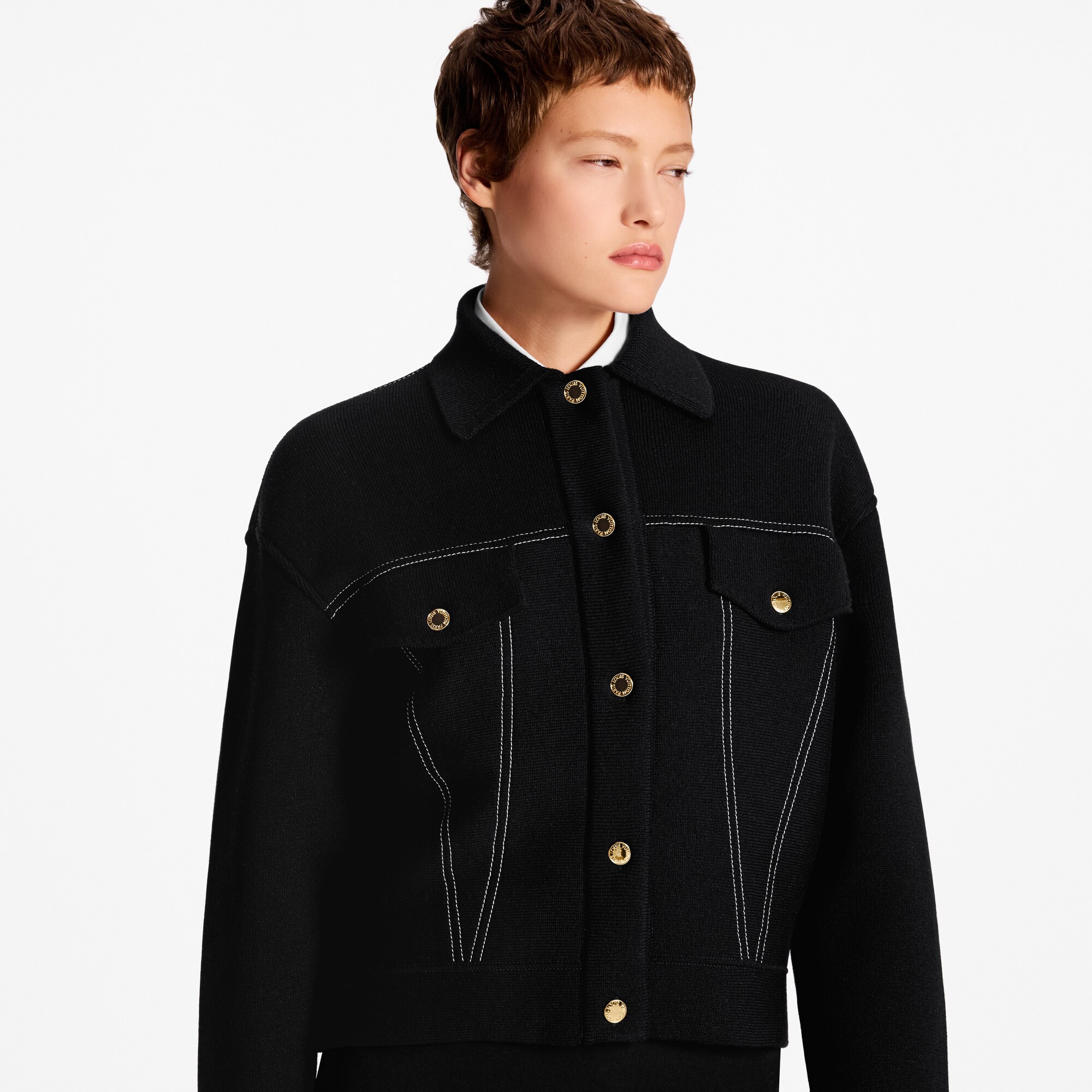 Giacca in maglia effetto denim  Donna Abbigliamento Cappotti e Giacche | LOUIS VUITTON (Zoom prodotto)