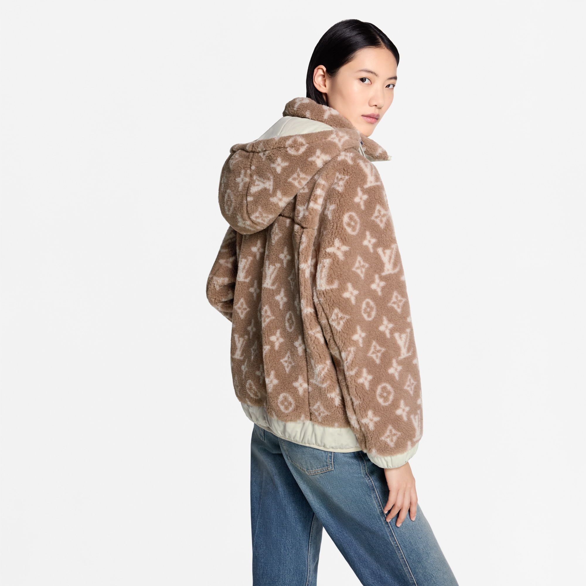 Giacca in pile con motivo Monogram e cappuccio  Donna Abbigliamento Cappotti e Giacche | LOUIS VUITTON (Zoom prodotto)