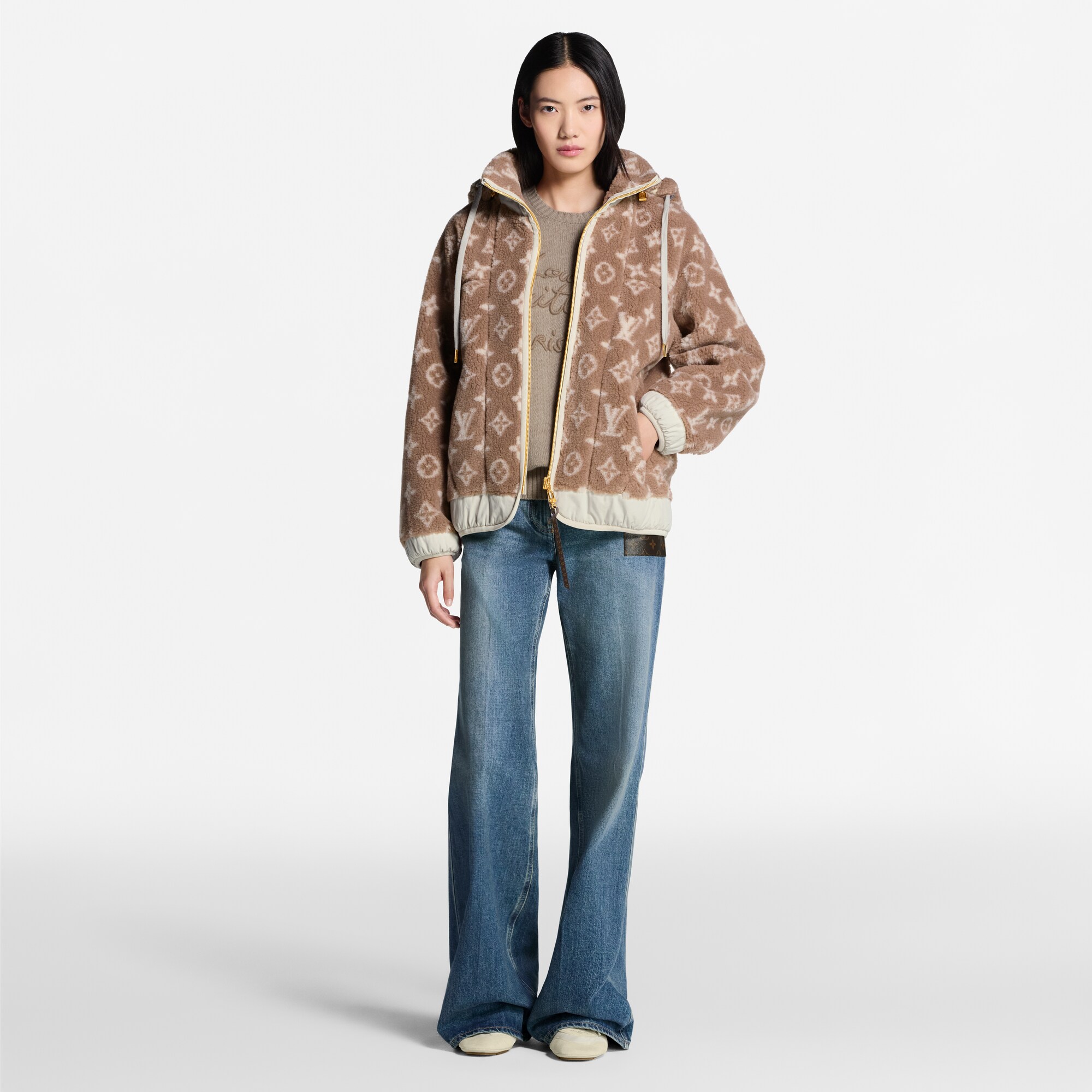 Giacca in pile con motivo Monogram e cappuccio  Donna Abbigliamento Cappotti e Giacche | LOUIS VUITTON (Zoom prodotto)