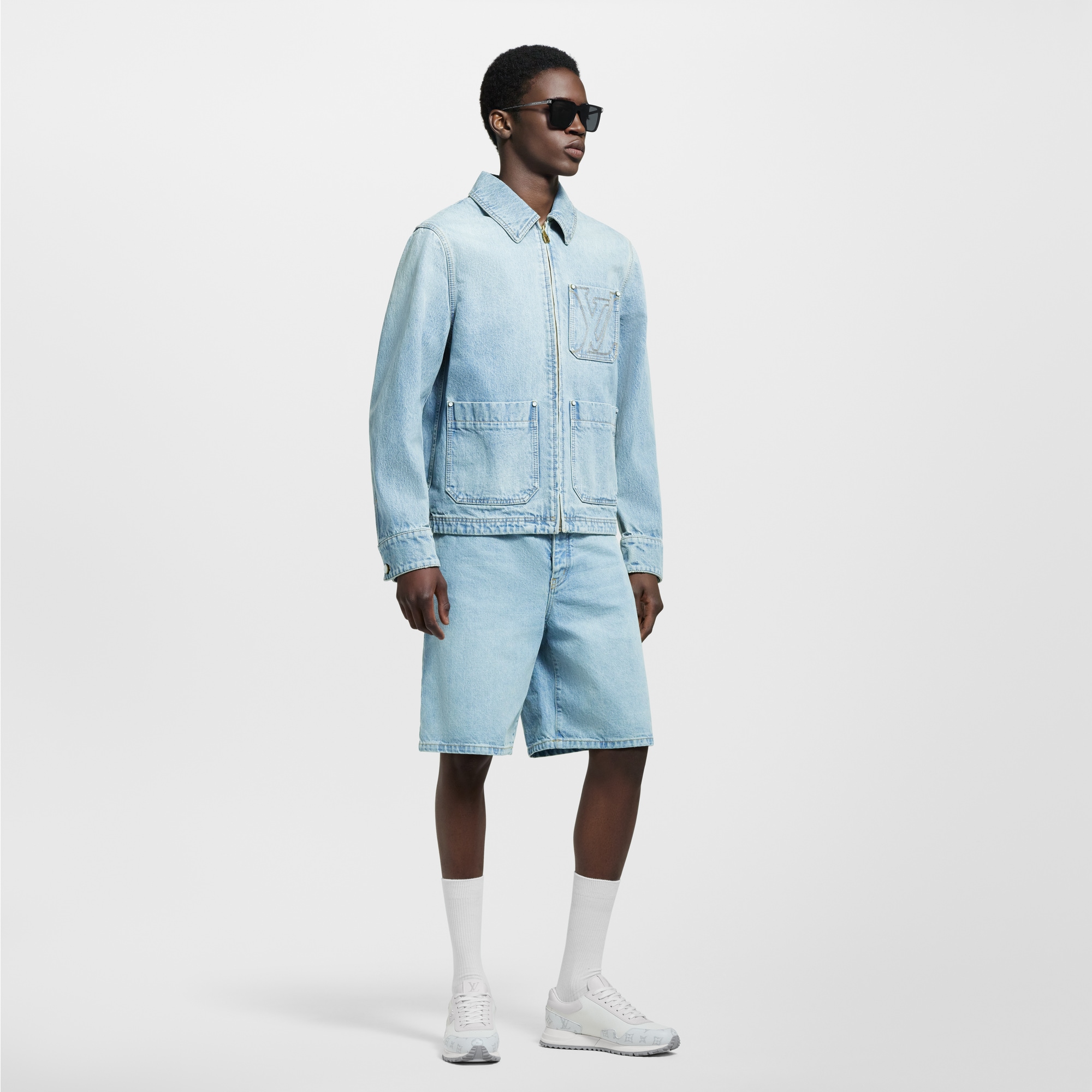 Giacca in stile workwear in jeans con iniziali LV  Uomo Abbigliamento Capispalla e Cappotti | LOUIS VUITTON (Zoom prodotto)