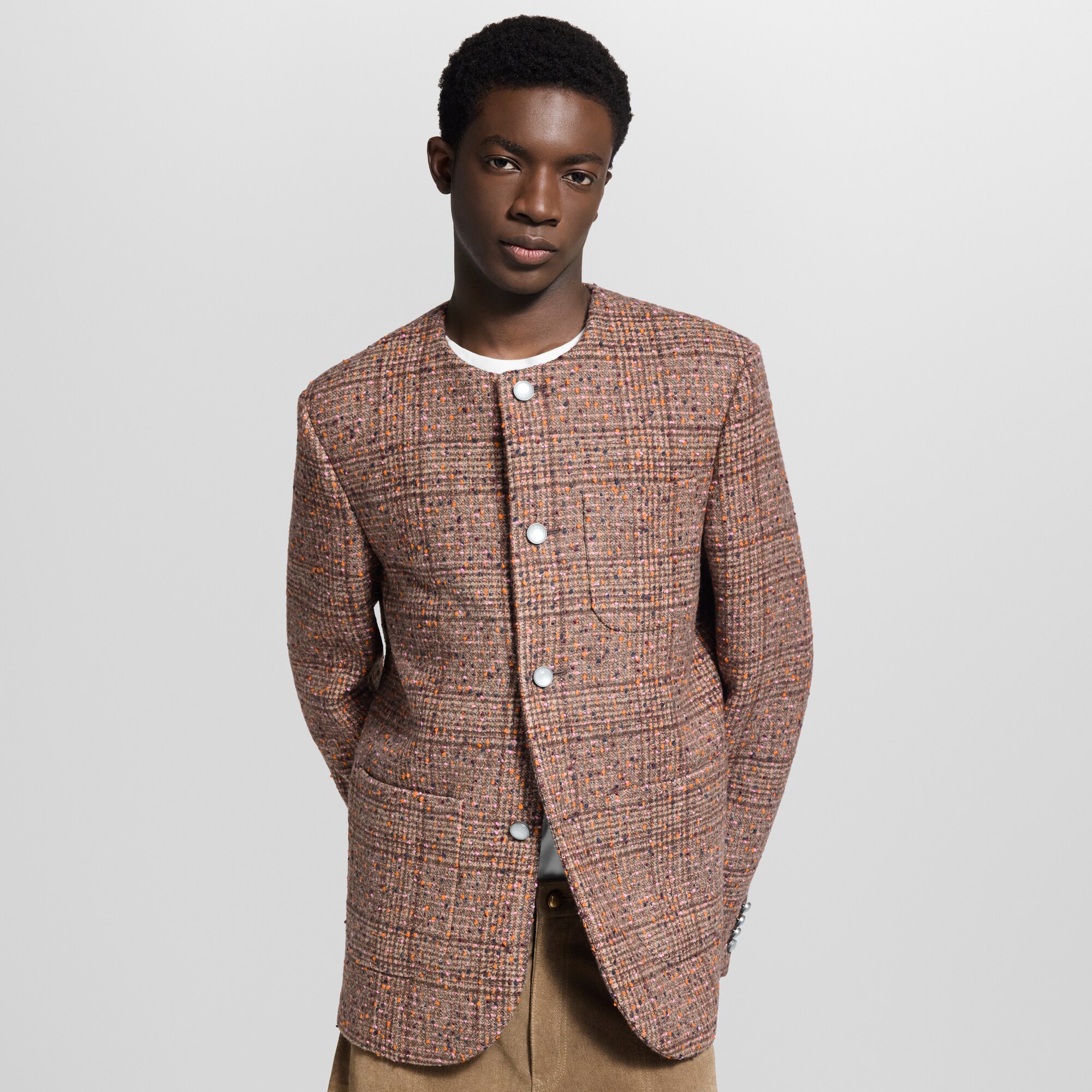 Giacca in tweed senza colletto  Uomo Abbigliamento Blazer e Giacche | LOUIS VUITTON (Zoom prodotto)