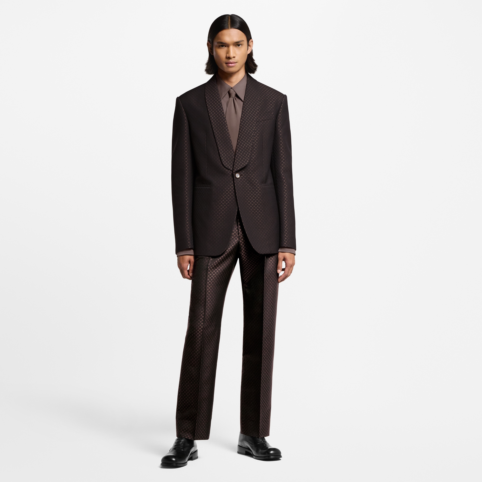 Giacca monopetto in stile smoking in misto lana e seta con motivo Monogram  Uomo Abbigliamento Tutti i Capi di Abbigliamento | LOUIS VUITTON (Zoom prodotto)