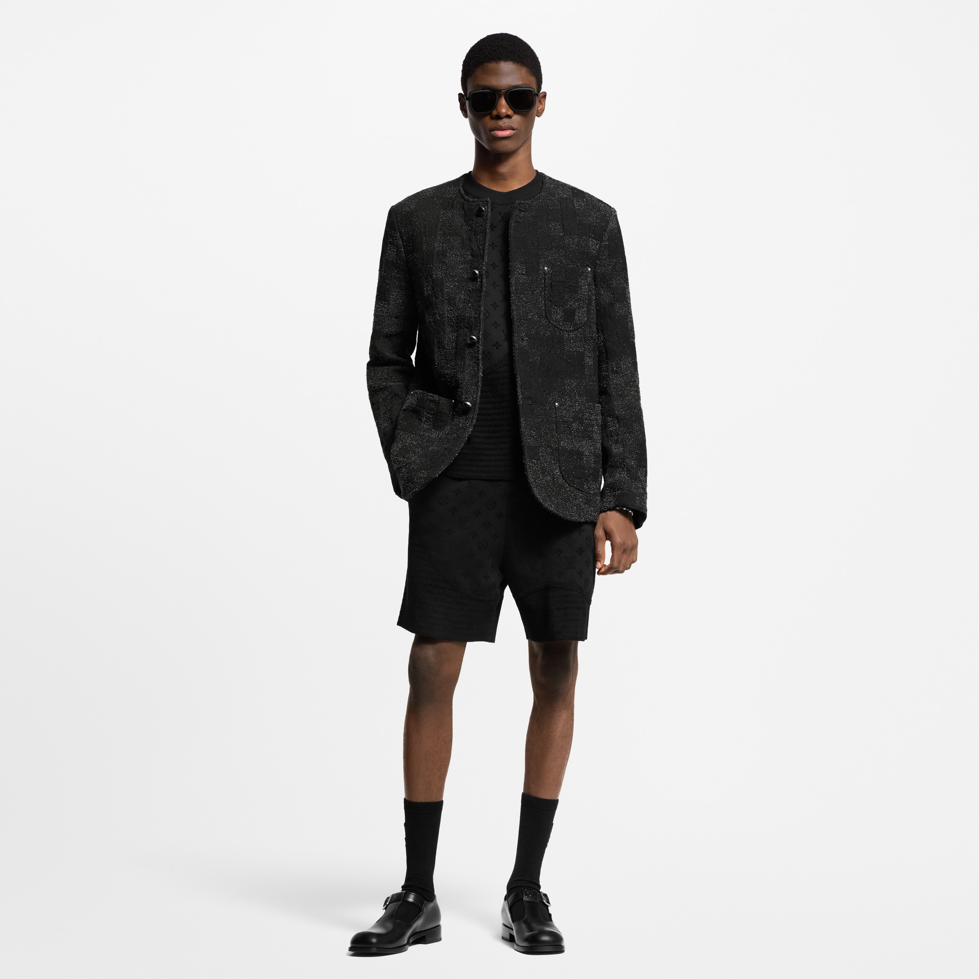 Giacca senza colletto in denim effetto bouclé  Uomo Abbigliamento Blazer e Giacche | LOUIS VUITTON (Zoom prodotto)