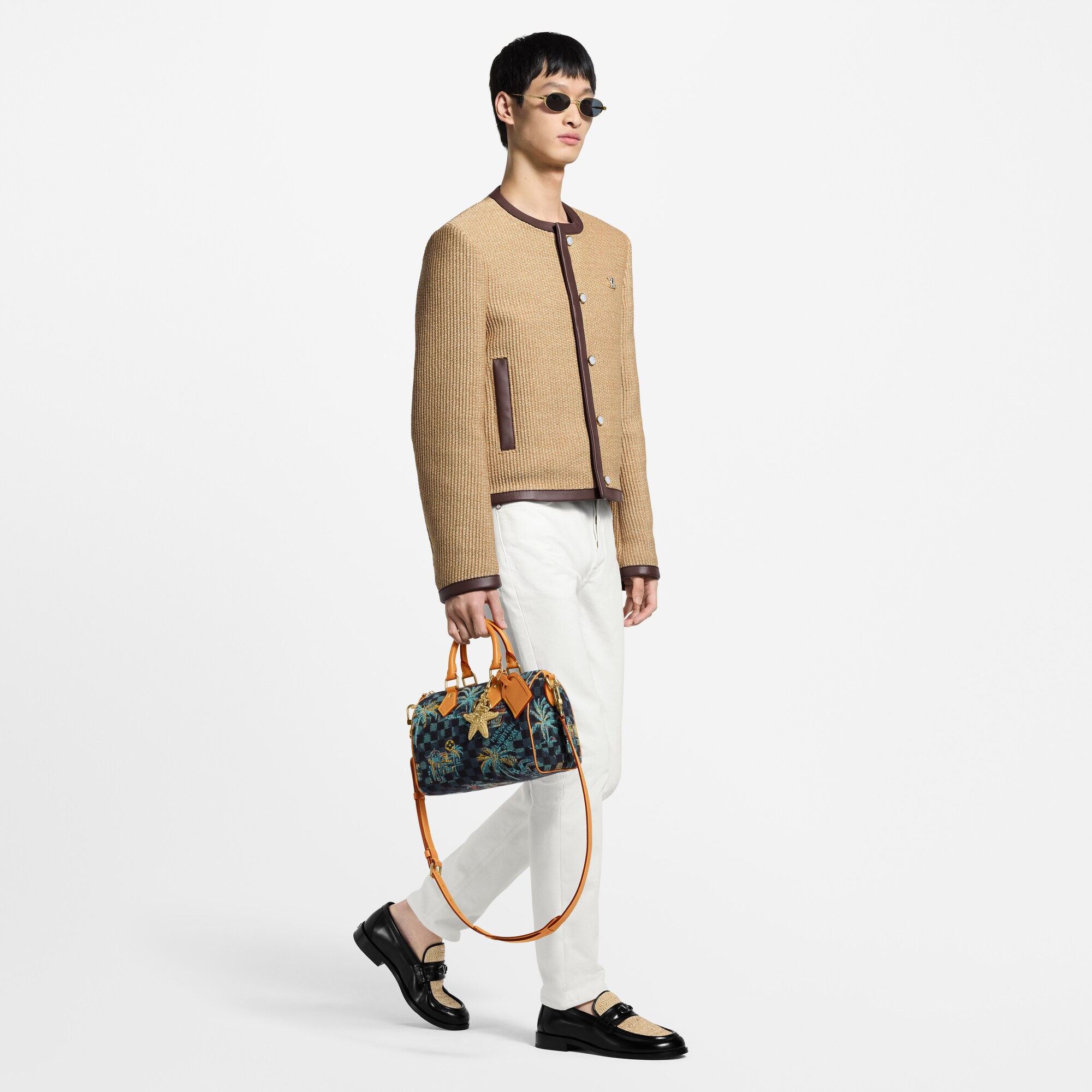 Giacca senza colletto in tessuto effetto raffia con decori  Uomo Abbigliamento Blazer e Giacche | LOUIS VUITTON (Zoom prodotto)