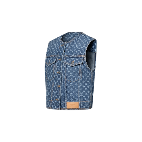 Giacca smanicata in denim con motivo Monogram Donna Abbigliamento Cappotti e Giacche | LOUIS VUITTON (Zoom prodotto)