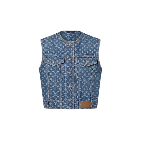 Giacca smanicata in denim con motivo Monogram Donna Abbigliamento Cappotti e Giacche | LOUIS VUITTON (Zoom prodotto)