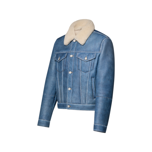 Giacca trucker in shearling effetto denim trompe-l'œil Uomo Abbigliamento Tutti i Capi di Abbigliamento | LOUIS VUITTON (Zoom prodotto)
