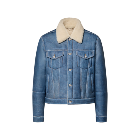 Giacca trucker in shearling effetto denim trompe-l'œil Uomo Abbigliamento Tutti i Capi di Abbigliamento | LOUIS VUITTON (Zoom prodotto)