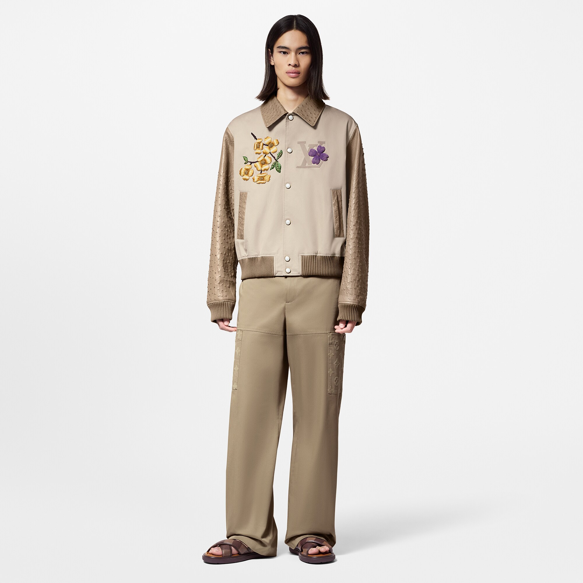 Giacca Varsity in pelle di struzzo ricamata  Uomo Abbigliamento Capispalla e Cappotti | LOUIS VUITTON (Zoom prodotto)