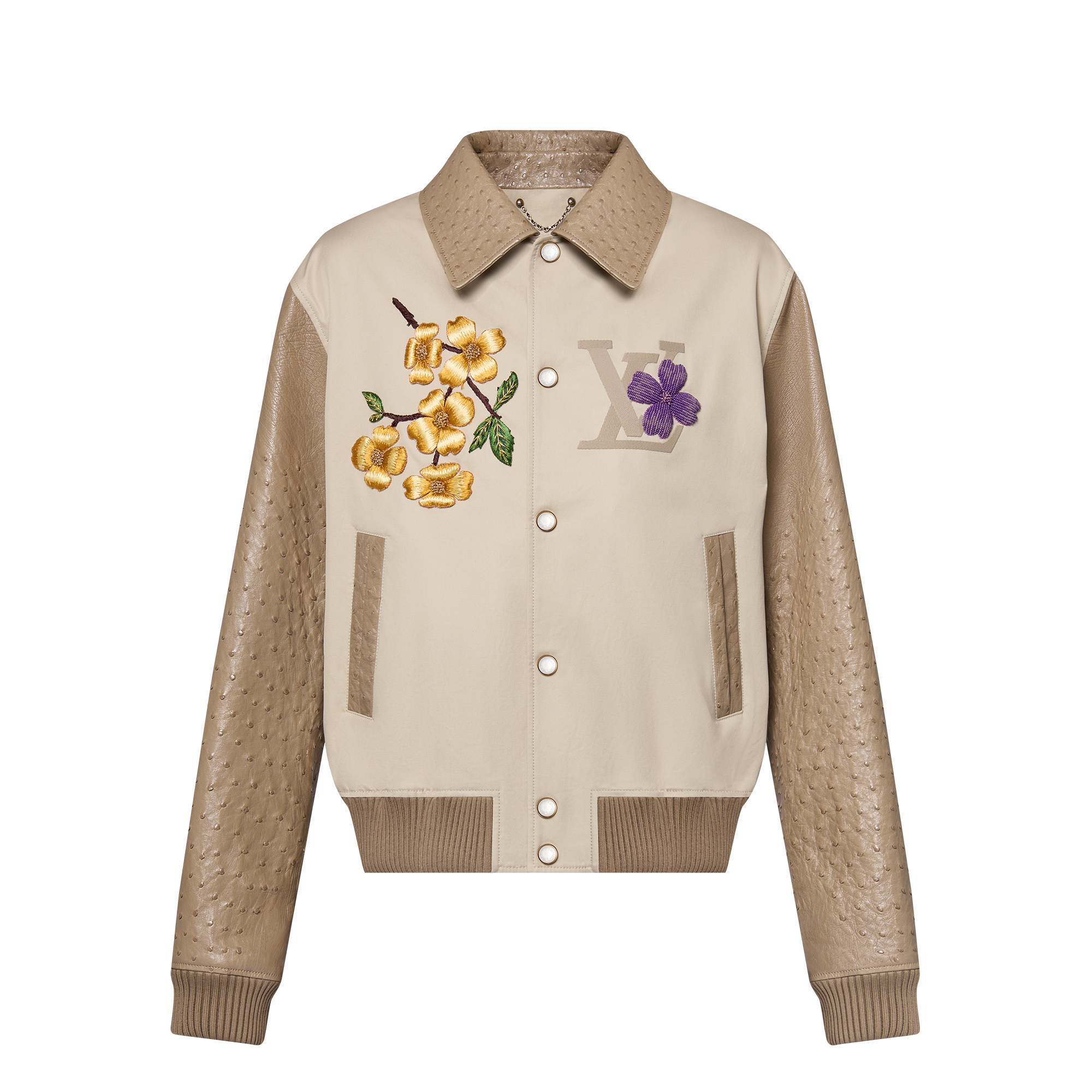 Giacca Varsity in pelle di struzzo ricamata  Uomo Abbigliamento Capispalla e Cappotti | LOUIS VUITTON (Zoom prodotto)
