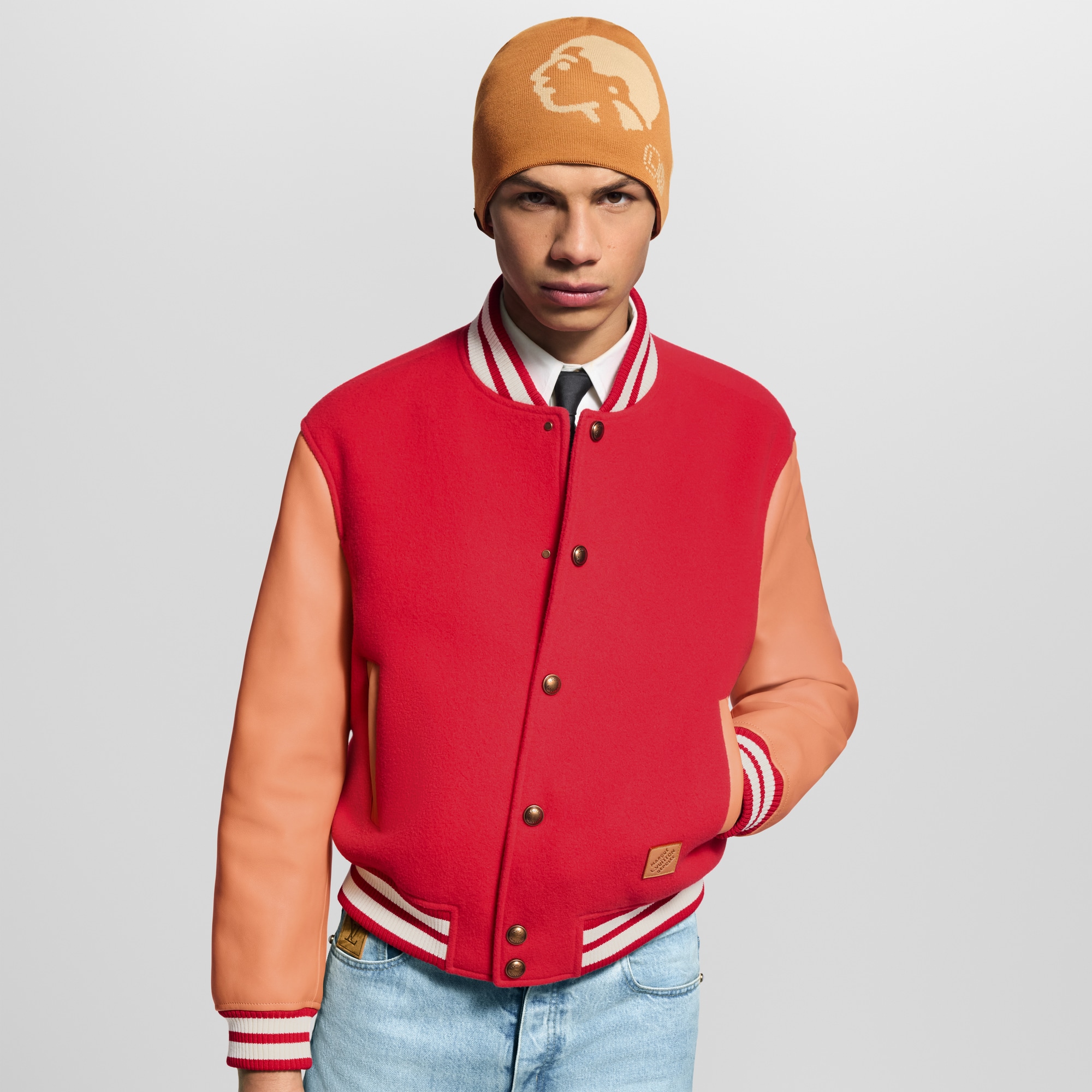 Giacca Varsity in pelle di vitello naturale  Uomo Abbigliamento Capispalla e Cappotti | LOUIS VUITTON (Zoom prodotto)
